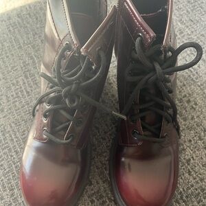 Mossimo Supply Co Brown Combat Moto Boots with Leather Finish